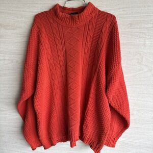 Dockers Cableknit Mock  Neck Sweater Sz XL Orange